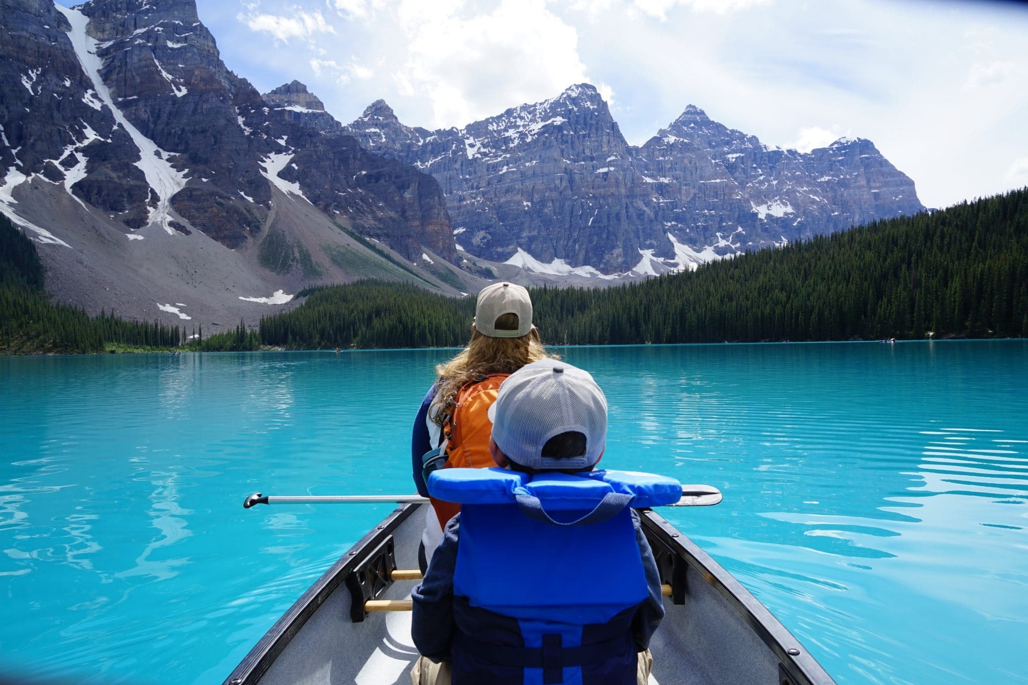 kayak on Moraine Lake in Canada